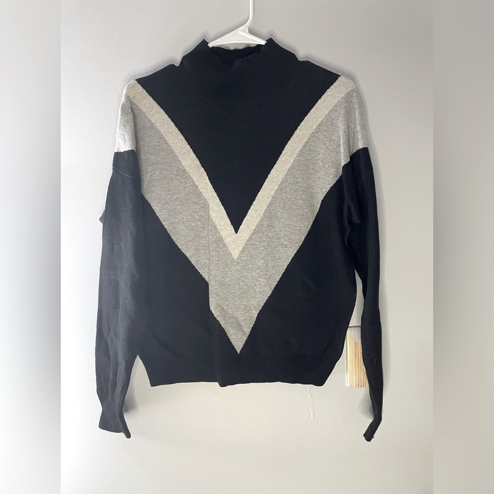 Black high neck sweater with gray/white detail (XS- Old Navy)